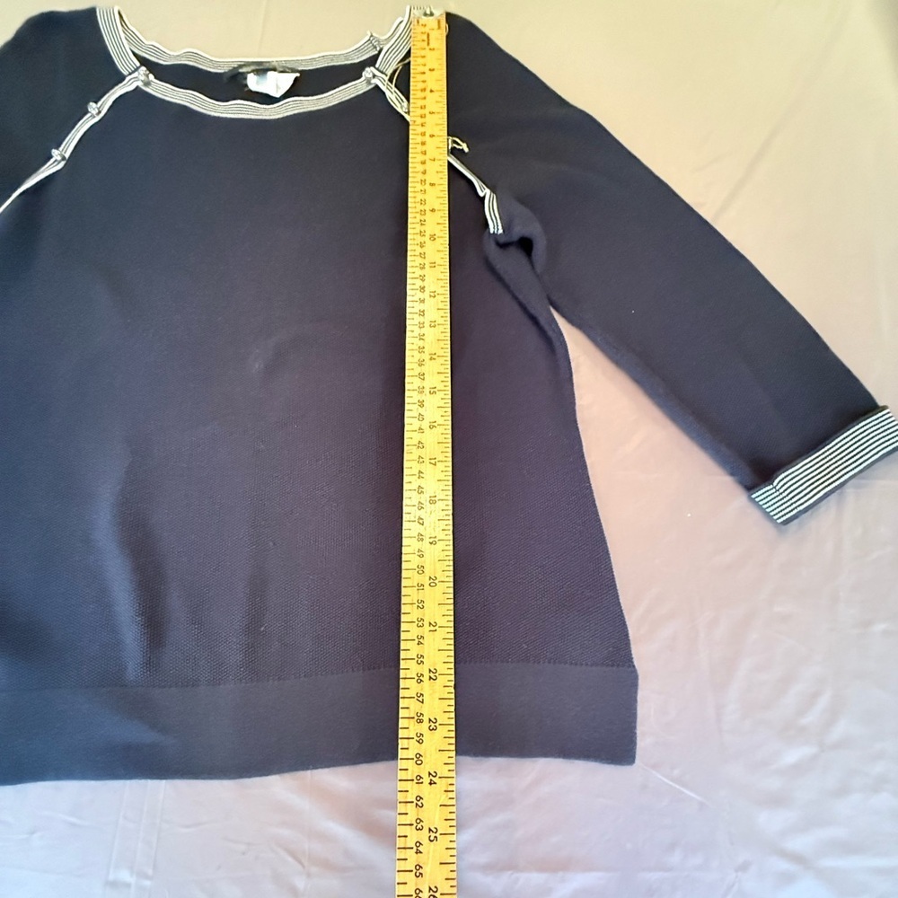 Les Copains 3/4 Sleeve Navy Boatneck Sweater Size 44/XL MSRP $550 from Saks - Picture 7 of 13